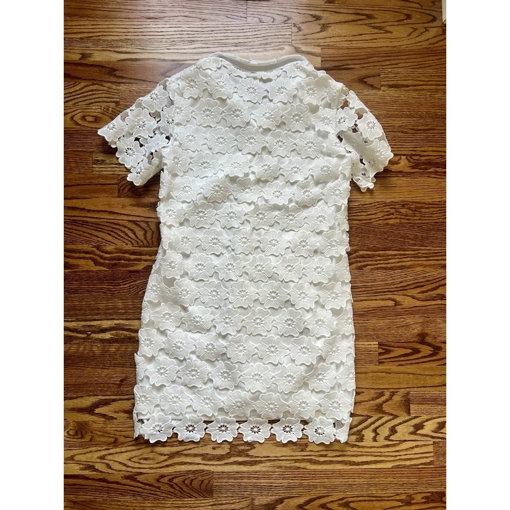 Umgee Off-White Floral Button-Down Lace Collared Dress Size Small - Picture 3 of 5